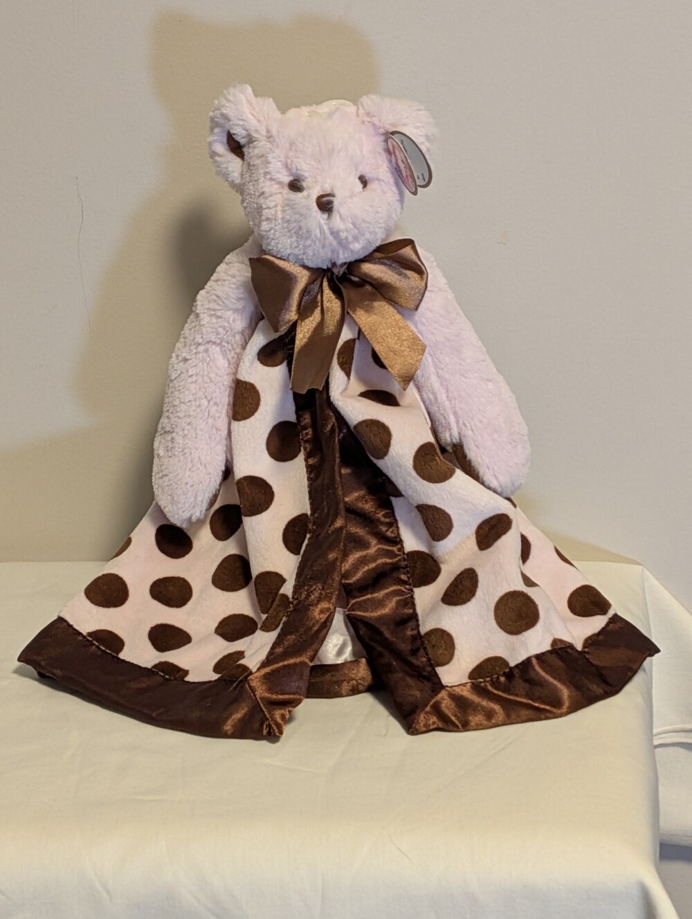Bearington Baby Plush Bear Lovey Stuffed Animal Security Blanket Toy. Satin Trim